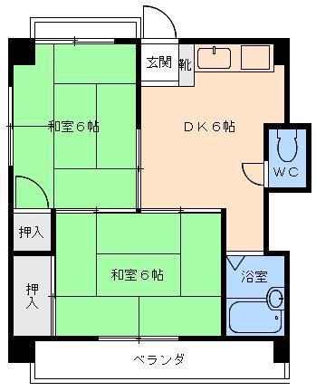 メゾンソフィアI(2DK/2階)の間取り写真