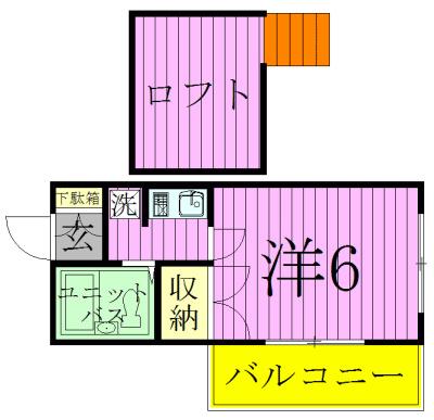 ジュネパレス新松戸第34(1K/2階)の間取り写真