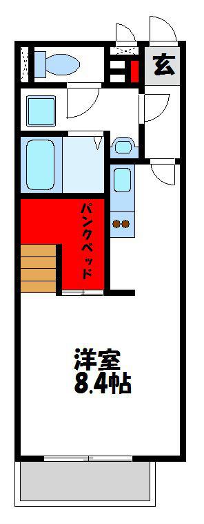 ミランダフロレゾン花見の里(1K/2階)の間取り写真