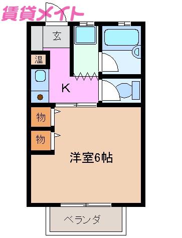ムーニー野田(1K/1階)の間取り写真