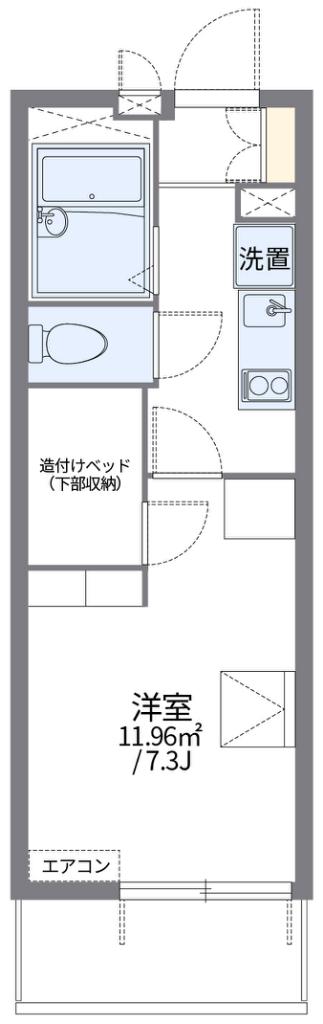 レオパレス 逢阪(1K/1階)の間取り写真