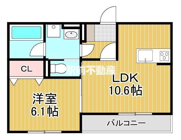 メゾン梅木(1LDK/3階)の間取り写真