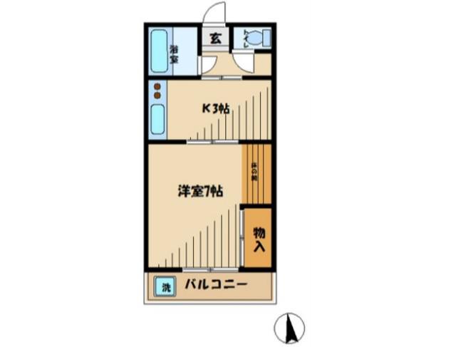 ハマダビル(1K/3階)の間取り写真