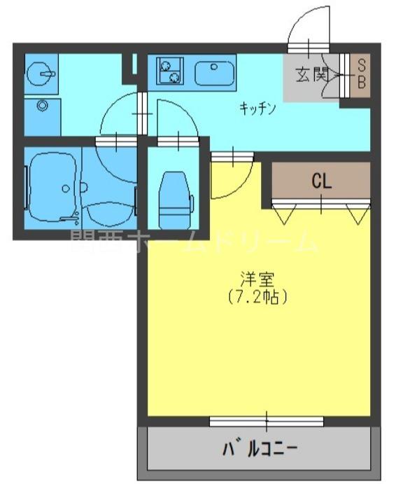 INOVE寝屋川大利町(1K/3階)の間取り写真
