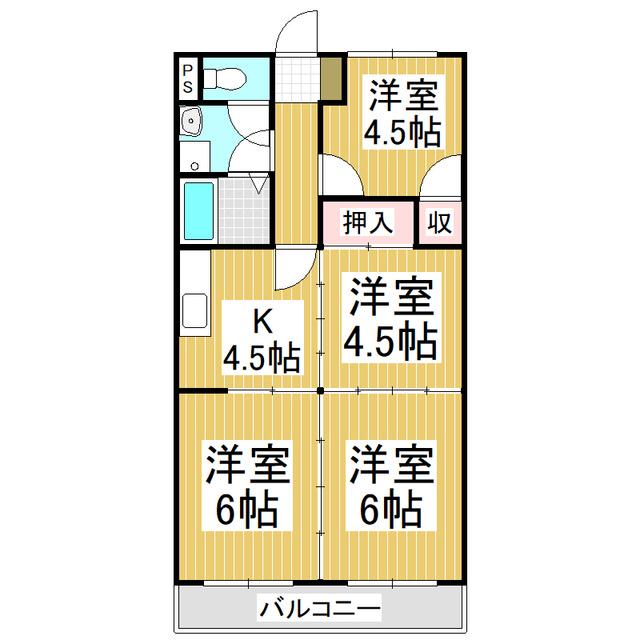 松川コーポ(4DK/2階)の間取り写真