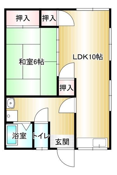 仲上アパート(1LDK/2階)の間取り写真
