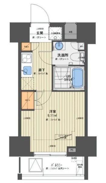 M-GATE(1K/3階)の間取り写真