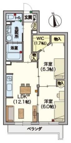ヘーベルVILLAGE 浦和本太(2LDK/2階)の間取り写真