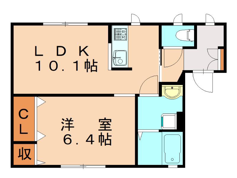 MAST緑ヶ丘 F棟 A(1LDK/1階)の間取り写真