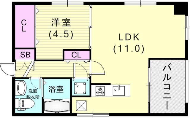 ワコーレ板宿(1LDK/2階)の間取り写真