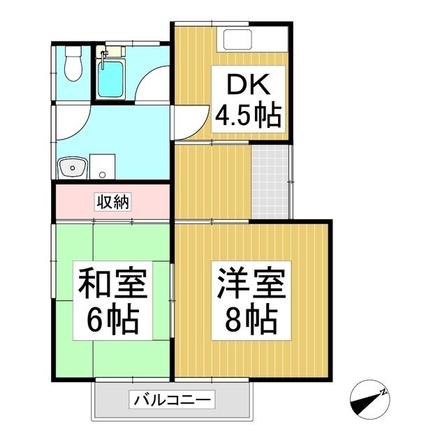 ナカノヴィレッヂ(2DK/2階)の間取り写真
