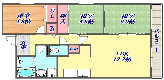 グリーングラス魚崎(3LDK/2階)の間取り写真