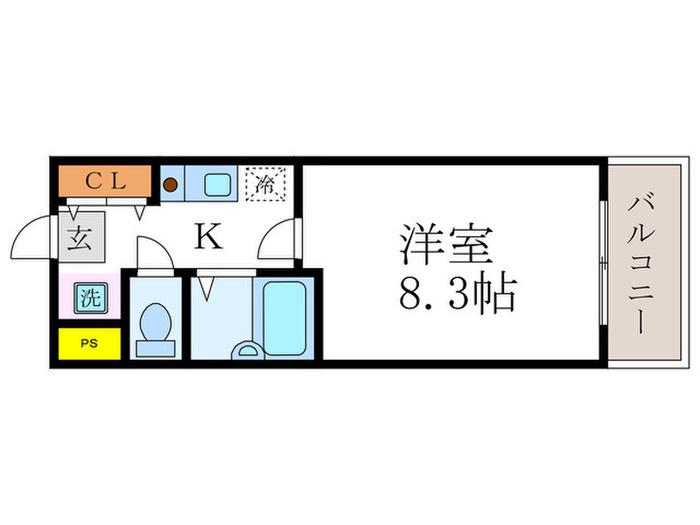ブランベージュ桂(1K/1階)の間取り写真