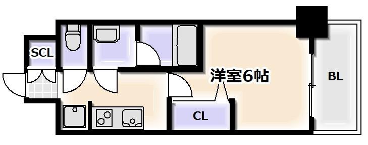 フォーリアライズ難波リアン(1K/4階)の間取り写真