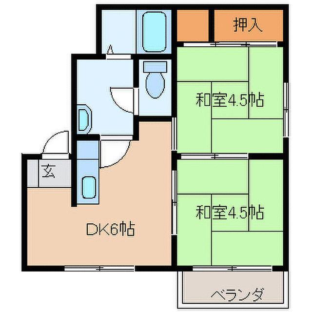 マンションリトルK(2DK/2階)の間取り写真
