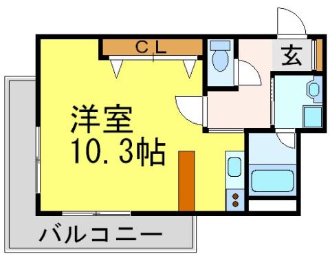 レグルス桜夙川(1K/2階)の間取り写真
