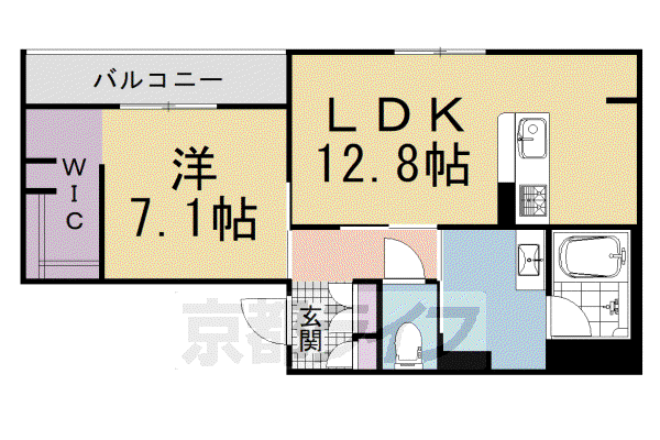 エリシア 御所南(1LDK/2階)の間取り写真