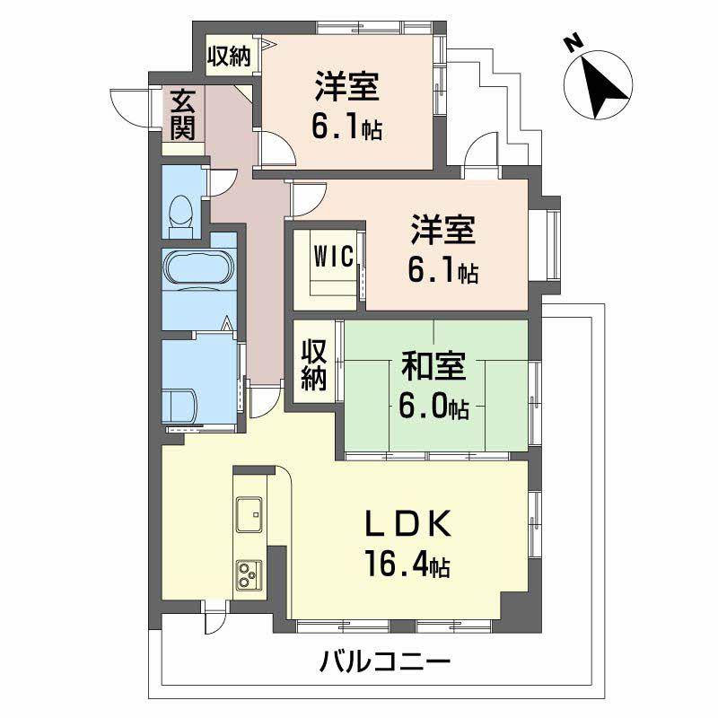 プリムローズ(3LDK/4階)の間取り写真