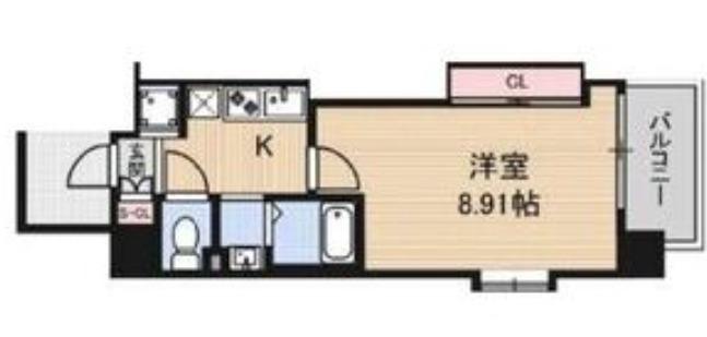 LUXE難波西II(1K/8階)の間取り写真