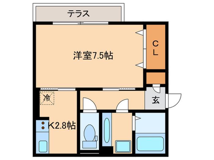 グランシャリオ二町A棟(1K/1階)の間取り写真
