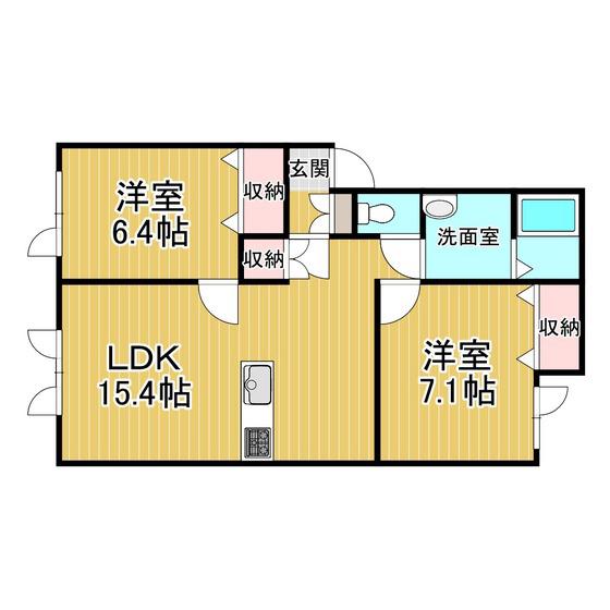 CHOUCHOU(2LDK/1階)の間取り写真