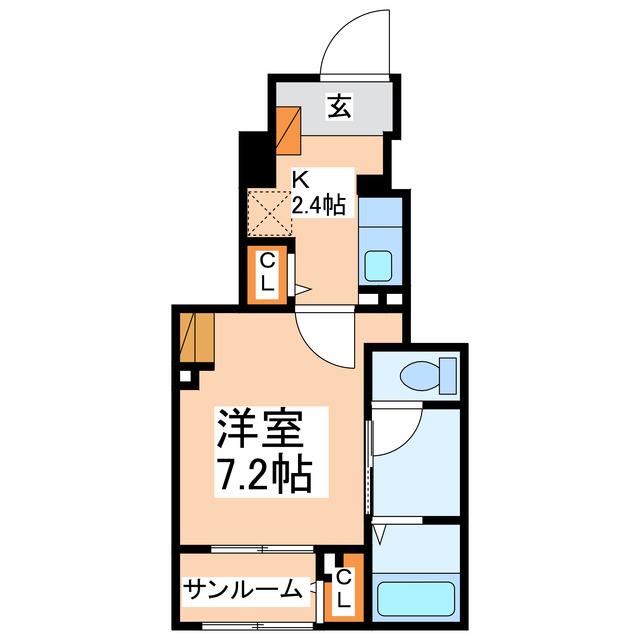 シャリオ バシェ(1K/1階)の間取り写真