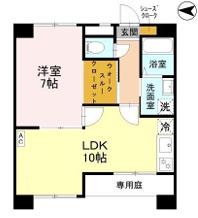 土井ハイツ北条口(1LDK/1階)の間取り写真