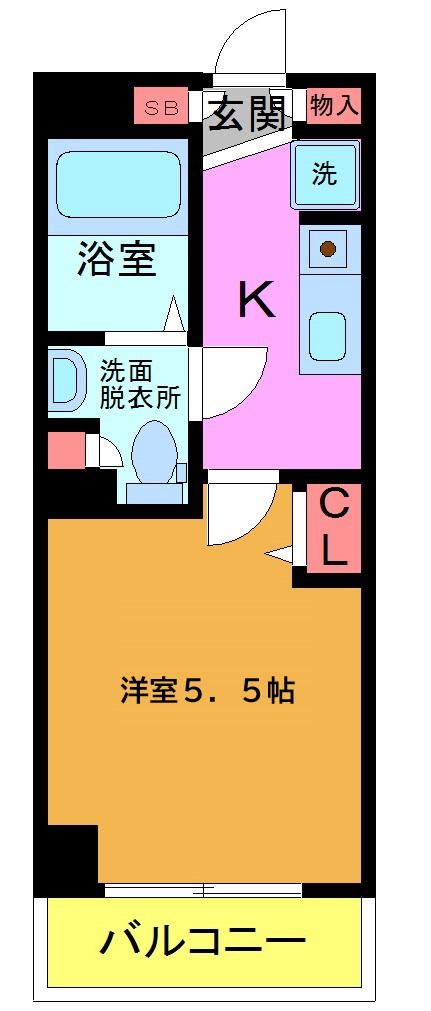 グランカーサ市川国府台(1K/2階)の間取り写真