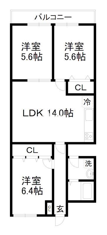 オアシスマンション プレジデント淀(3LDK/5階)の間取り写真