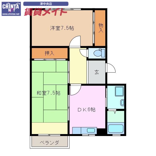CASA DE BIENESTAR(2DK/2階)の間取り写真