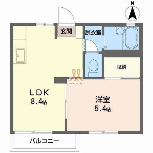 フレグランス小原田(1LDK/1階)の間取り写真