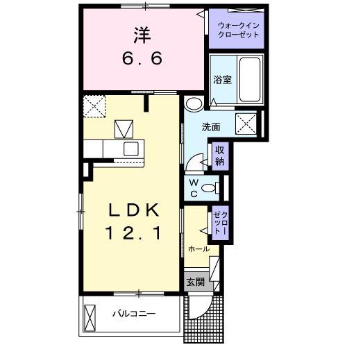 サンライト桜II(1LDK/1階)の間取り写真