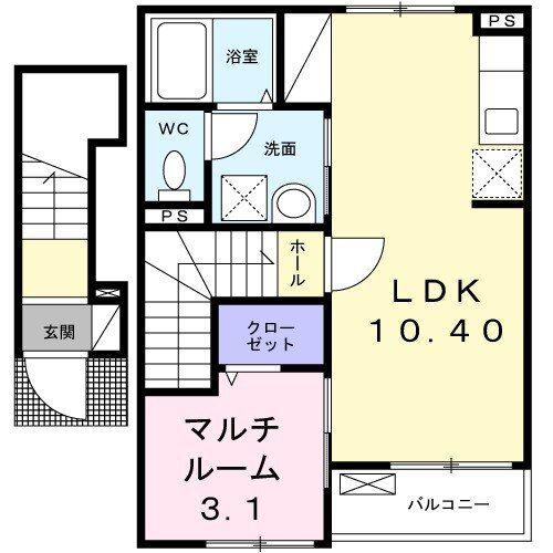 シャンドフルール(1LDK/2階)の間取り写真
