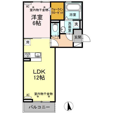 レジデンス朝日町 B棟(1LDK/3階)の間取り写真