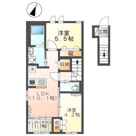 ルピナス(2LDK/2階)の間取り写真