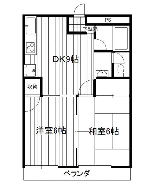 パインハイツ(2DK/1階)の間取り写真