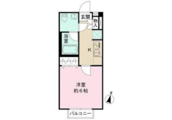 サウス GARDEN(1K/2階)の間取り写真