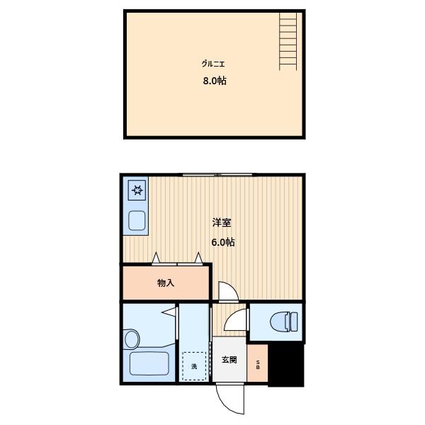 東領家ハイツ(ワンルーム/3階)の間取り写真