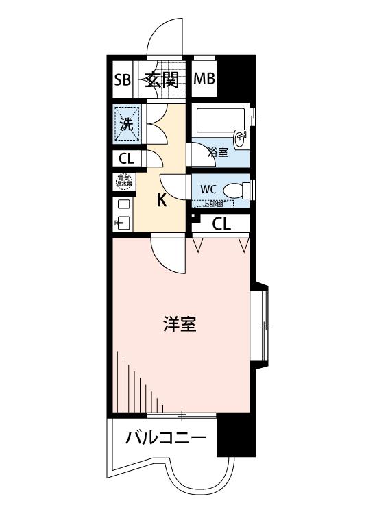 ダイナコート久留米本町(1K/2階)の間取り写真