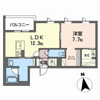 ラ・セゾン・クレール弐番館(1LDK/3階)の間取り写真