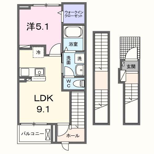 カーサ ミナト(1LDK/3階)の間取り写真