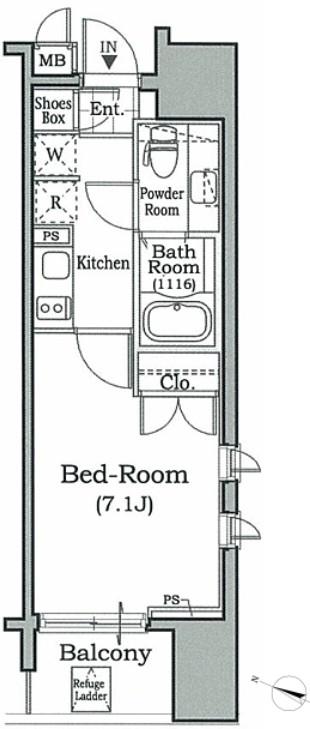 RESIDIA BUNKYO HONKOMAGOME(1K/4階)の間取り写真