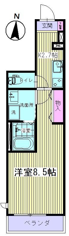 ヴィラ北浦和(1K/2階)の間取り写真