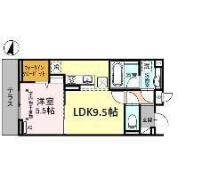 ONARIGOTENーD(1LDK/1階)の間取り写真