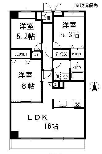 アリエッタ・パーム(3LDK/3階)の間取り写真