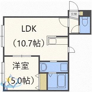 ピースハーモニーウエストIII(1LDK/3階)の間取り写真