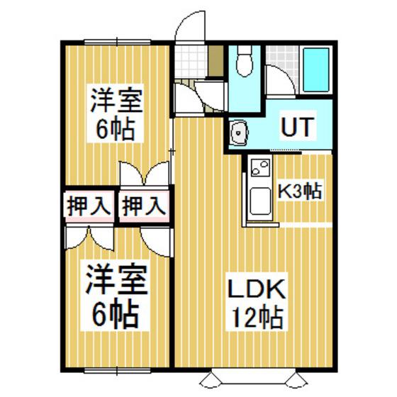 エトワール日吉(2LDK/2階)の間取り写真