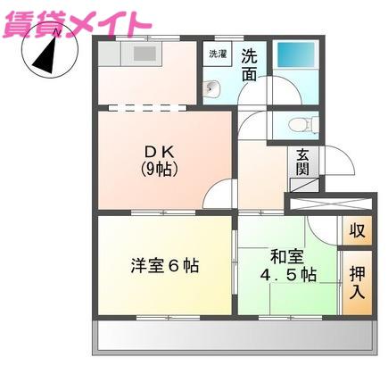 サンパーク(2DK/2階)の間取り写真