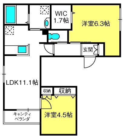 シュテルン(2LDK/2階)の間取り写真
