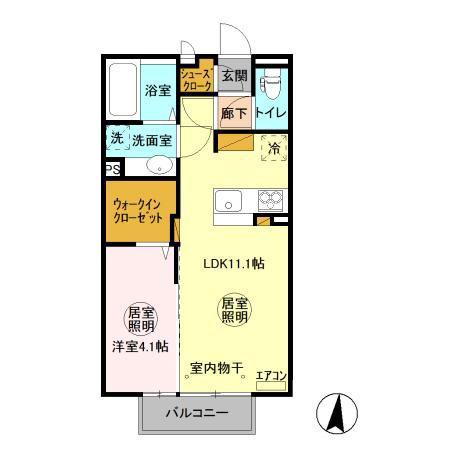 グランマーレMITO F(1LDK/2階)の間取り写真